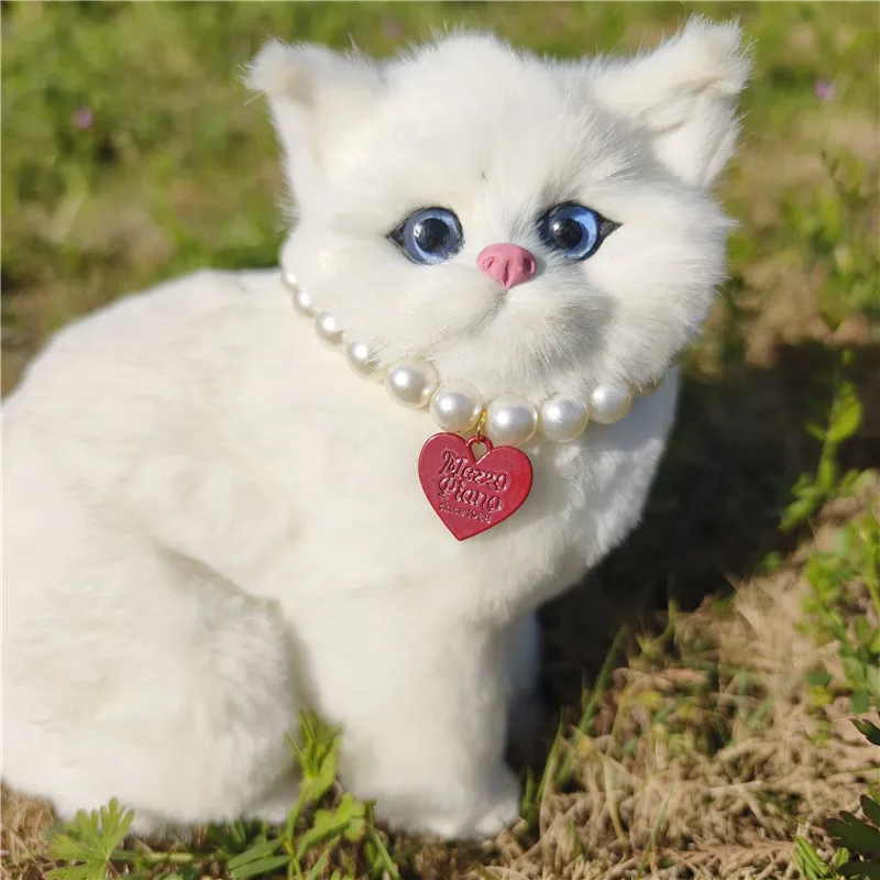 Cute Pet Pearl Collar Dog Colorful Heart Necklace Cat Jewelry Collar Puppy Accessories Dog Chain Chihuahua Wedding Jewelry Stuff