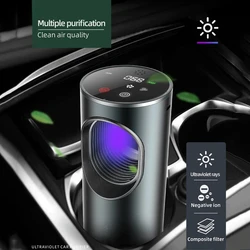 Air Purifier Negative Ion Vehicle Odor Removal UV sterilization PM2.5 Air Quality Monitoring Hepa Filter Air Purifier Car Home