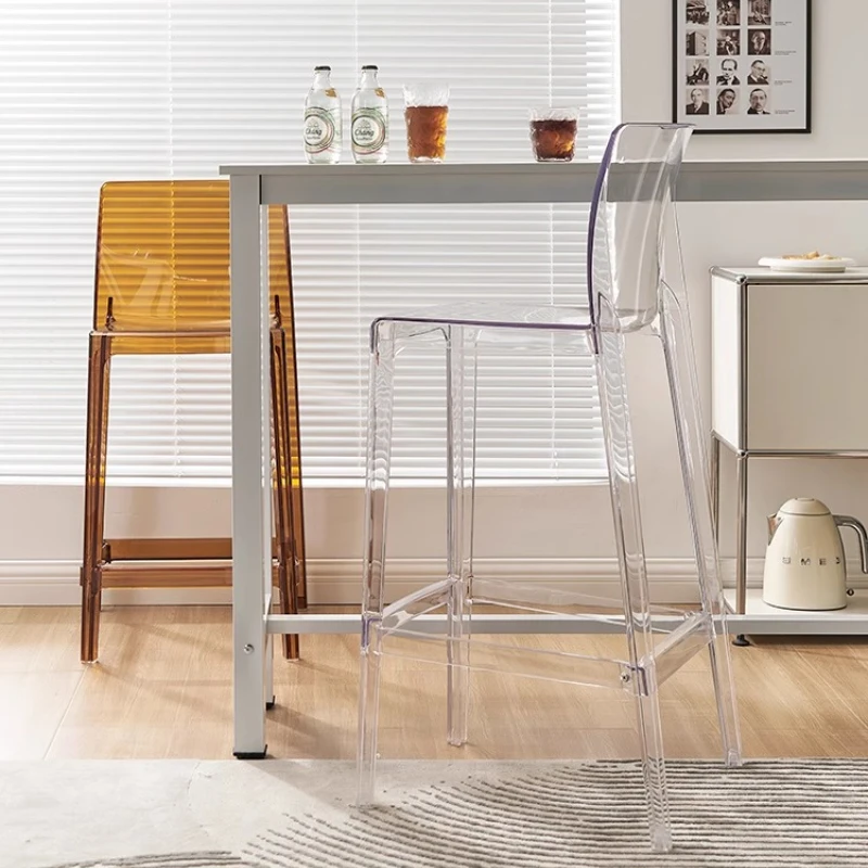

Clear Acrylic Modern Bar Stool Ergonomic Counter Height Chair Stylish Kitchen Island Seating for Home Furniture & Cafe Decor