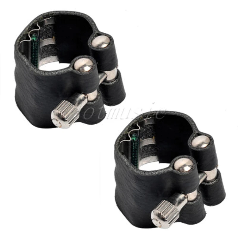 2 Pcs Black Leather Soprano Saxophone Ligature Essential Accessory for Musicians