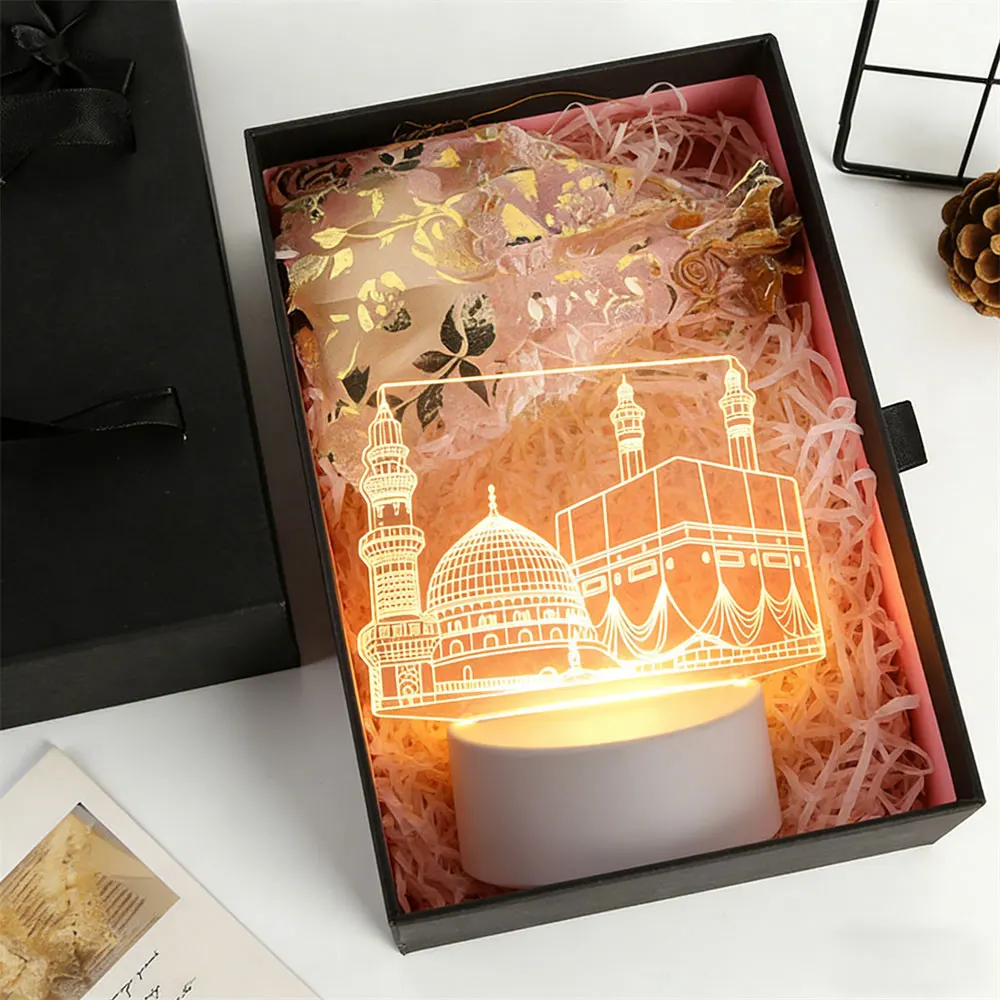 

Eid Mubarak USB Operated 3D LED Night Light 2026 Eid Party Holiday Decoration Table Ornament Muslim Ramadan Decoration for Home