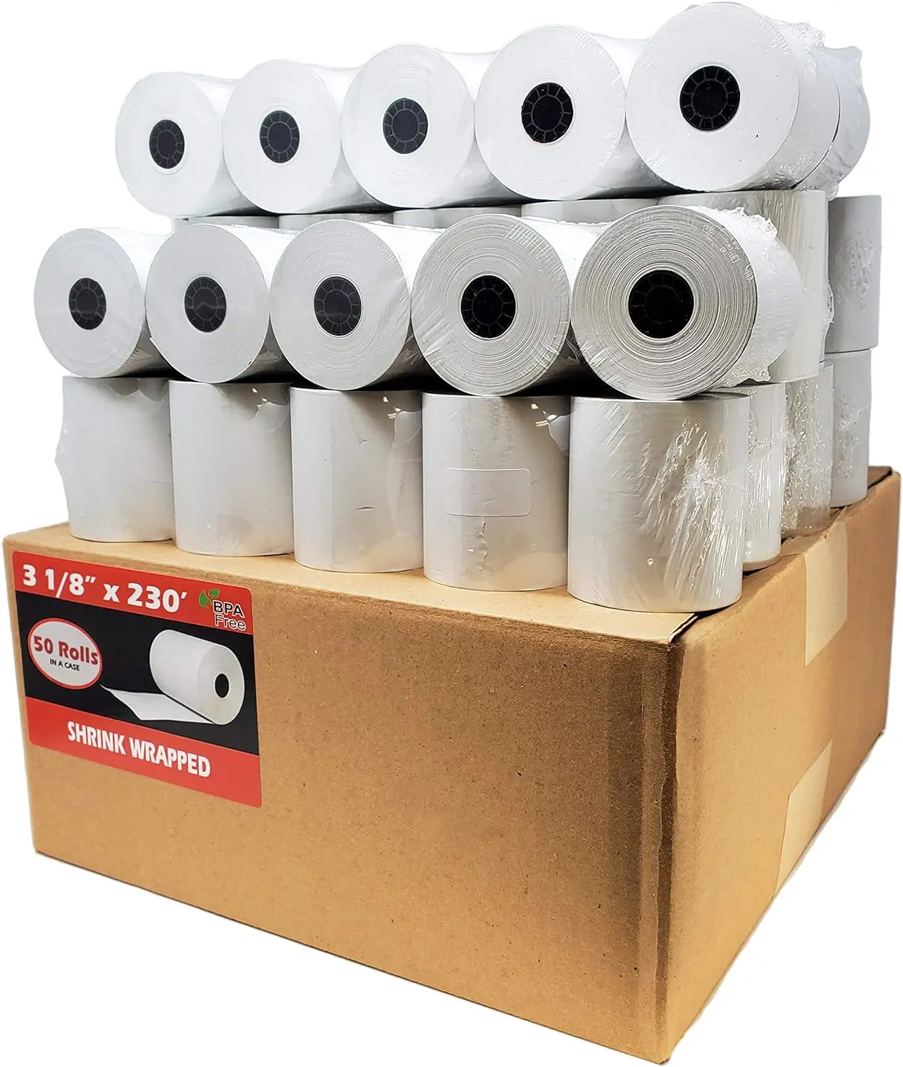 (50 Rolls) 3 1/8 x 230 Thermal Paper Receipt Rolls (55 GSM Premium Quality German Paper) Fits All POS Cash Registers BPA Free