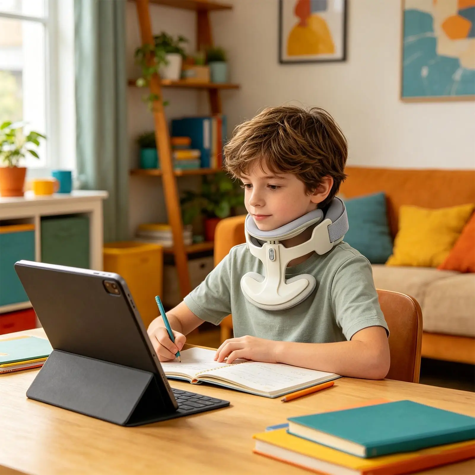 Neck Traction Device 360 Degree Adjustable Memory Foam Forward Head Corrector For Office Workers Computer Users Students Home