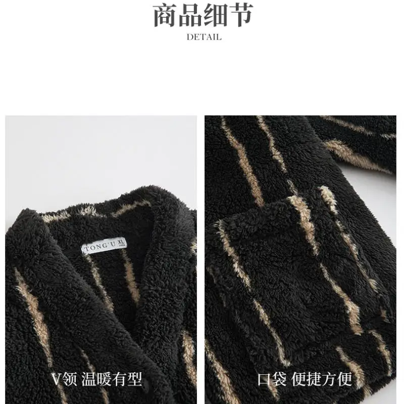 Pijamas femininos novo modelo outono inverno coral velo forrado de lã engrossar confortável pijamas flanela homewear preto com decote em v