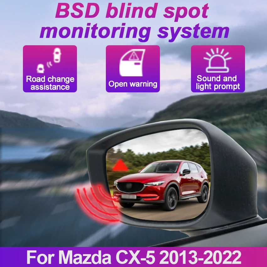 Système de détection Radar pour point aveugle Mazda CX-5 2013 – 2022 BSD BSM, capteur micro-ondes 24GHZ, alarme lumineuse miroir BSA