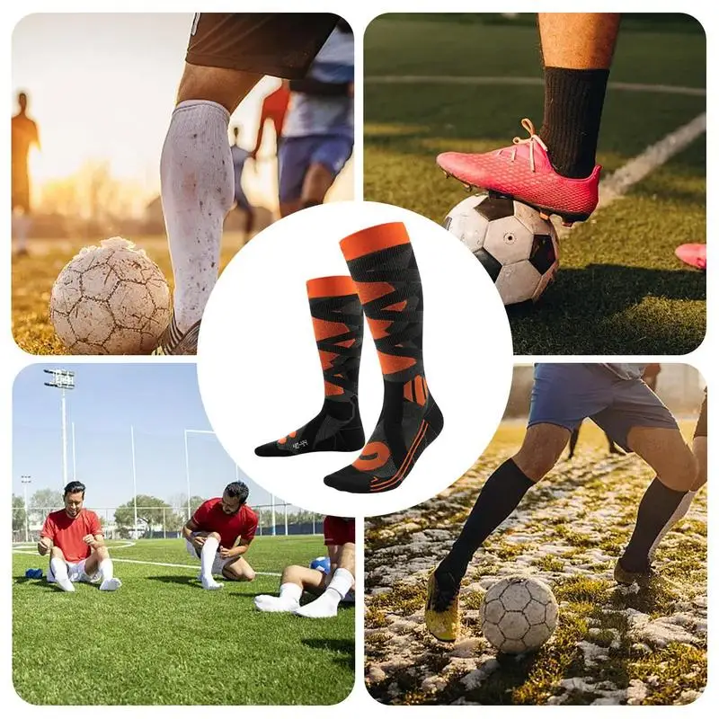 Chaussettes de sport anti-aldes pour hommes et femmes, chaussettes au-dessus du genou, football, course à pied, basket-ball, cyclisme