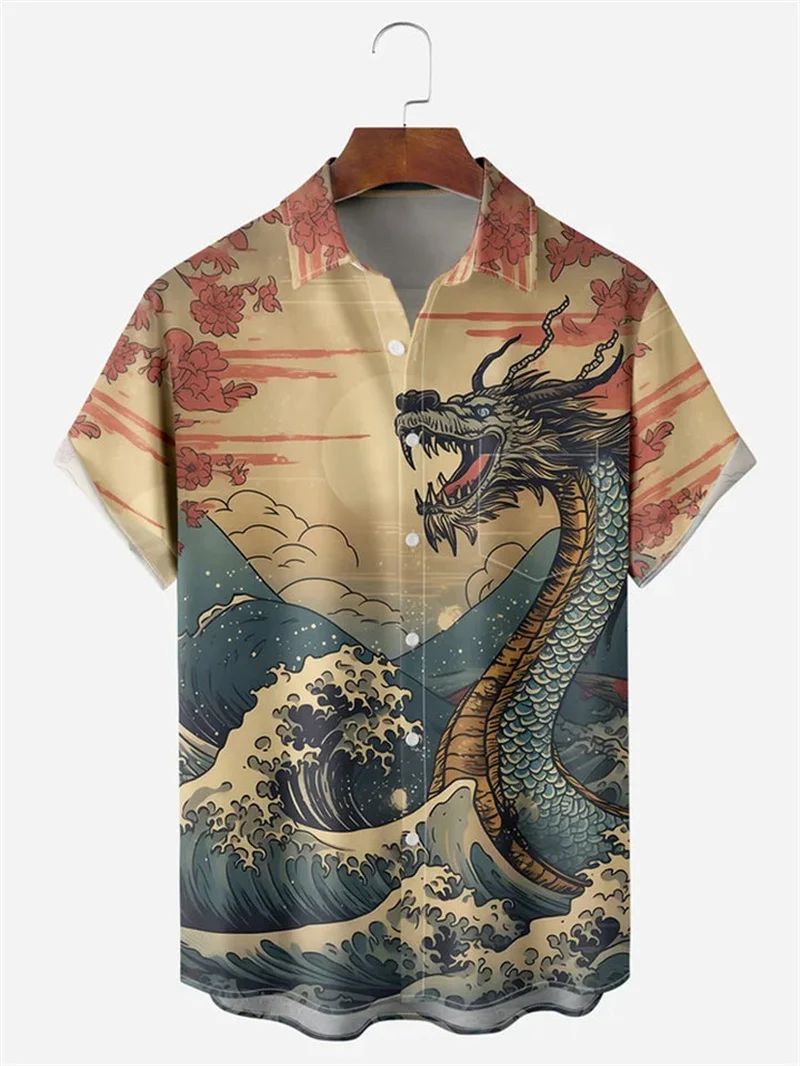 

Eastern Sea Giant Beast Dragon King 2024 Hot Sale 3D Large Pattern Fashion Men's Clothing Hawaii Shirt Men's Shirt Daily Street