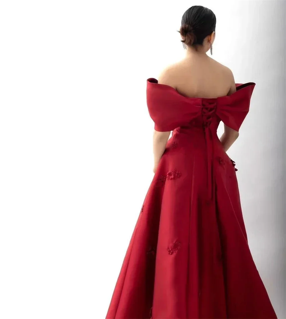 Customized Prom Dress Strapless A-line Floor Length Open Back Hugging HandmadeFlower Bespoke Occasion Dresses Formal Evening