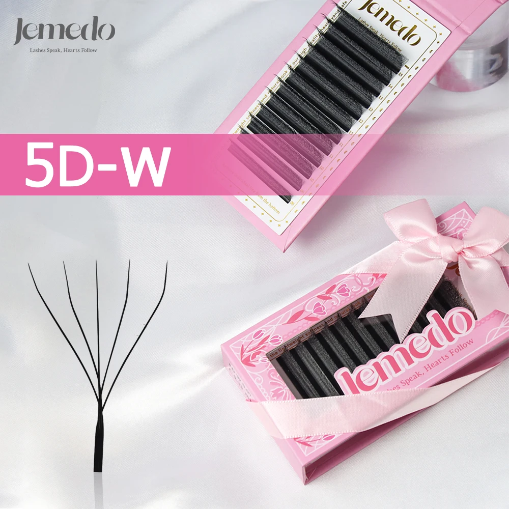 

JEMEDO 5D W-Shape Eyelashes 0.07mm Lash Extensions C/D/M(LU) Curl Lashes Extension Natural Premade Volume Fans For Beauty Makeup