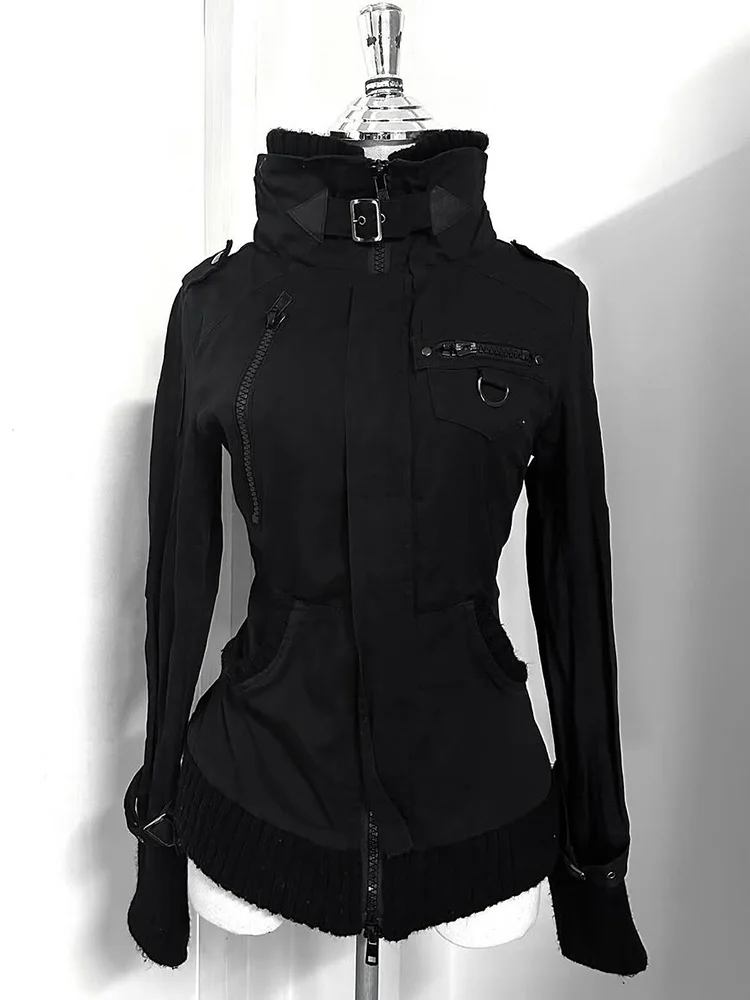 Original American Retro Bla Sweatirt Jaet Y2K Faion Design Versatile Unique Top Autumn Season Women's ort Outerwear