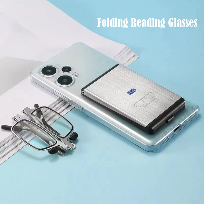 2025, Handyhalter, zusammenklappbar, Lesebrille, Anti-Blaulicht, verschreibungspflichtiges Glas, tragbare Brille mit Etui, Dioptrien +1,0 bis +4,0 – Detail 2