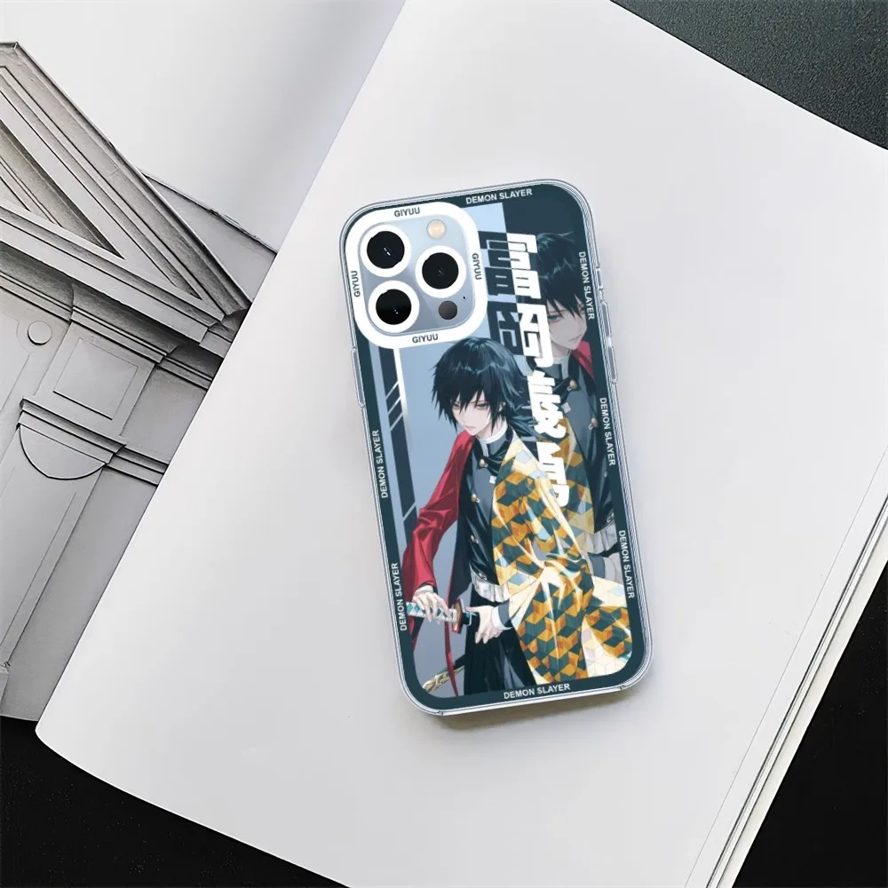 Anime Demon Slayer Muichiro Tokito Phone Case For iPhone 11 12 Mini 13 14 15 Pro Max Transparent Shell