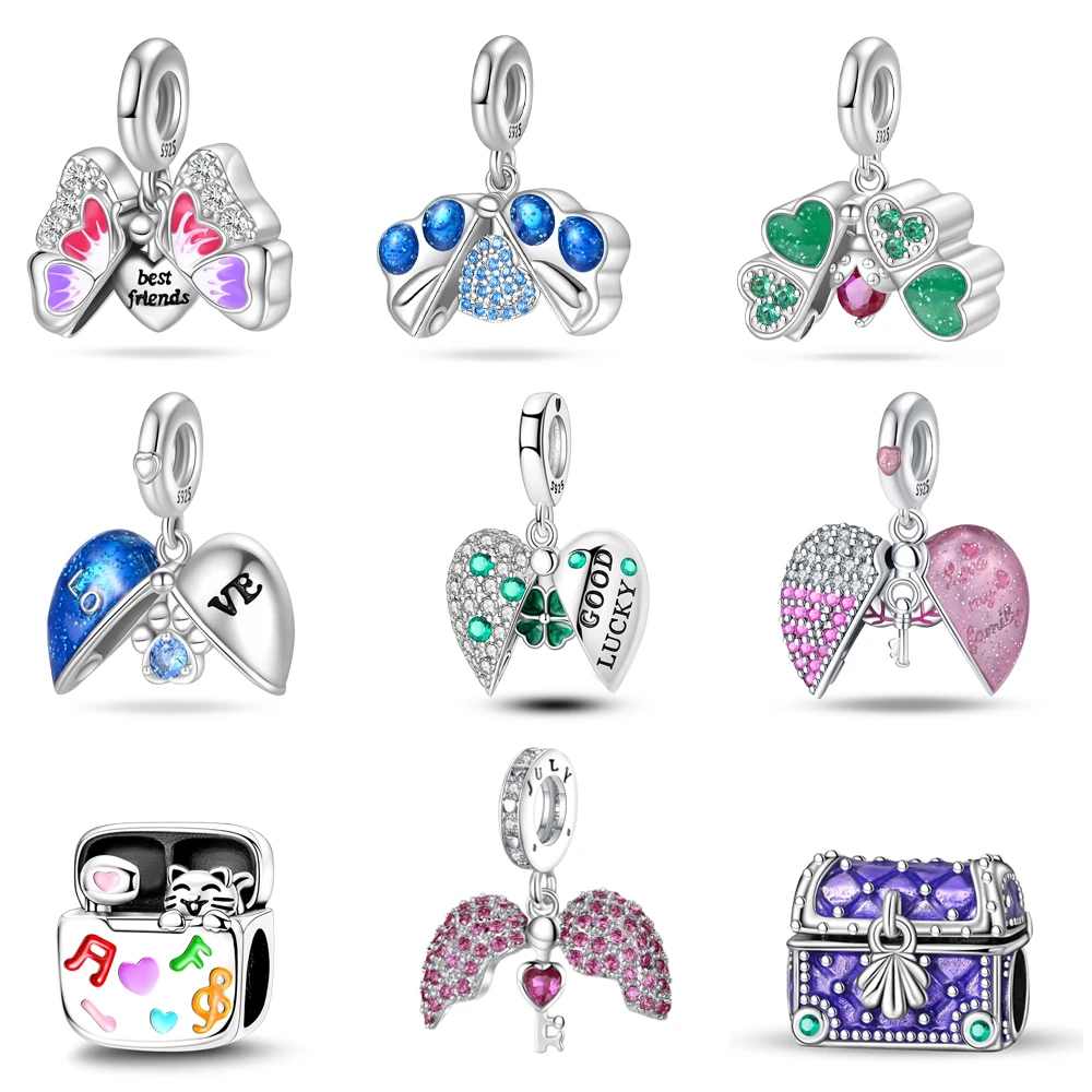 Trendy 925 Sterling Silver Openable & Engravable Rotundity Love Locket Dangle Charm Fits Bracelet Fine Romantic Jewelry Gifts
