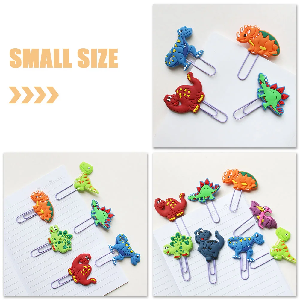 8Pcs Paper Clips Delicate Paperclips Cartoon Dinosaur Paper Memo Clips Document Clips Lovely Paperclips