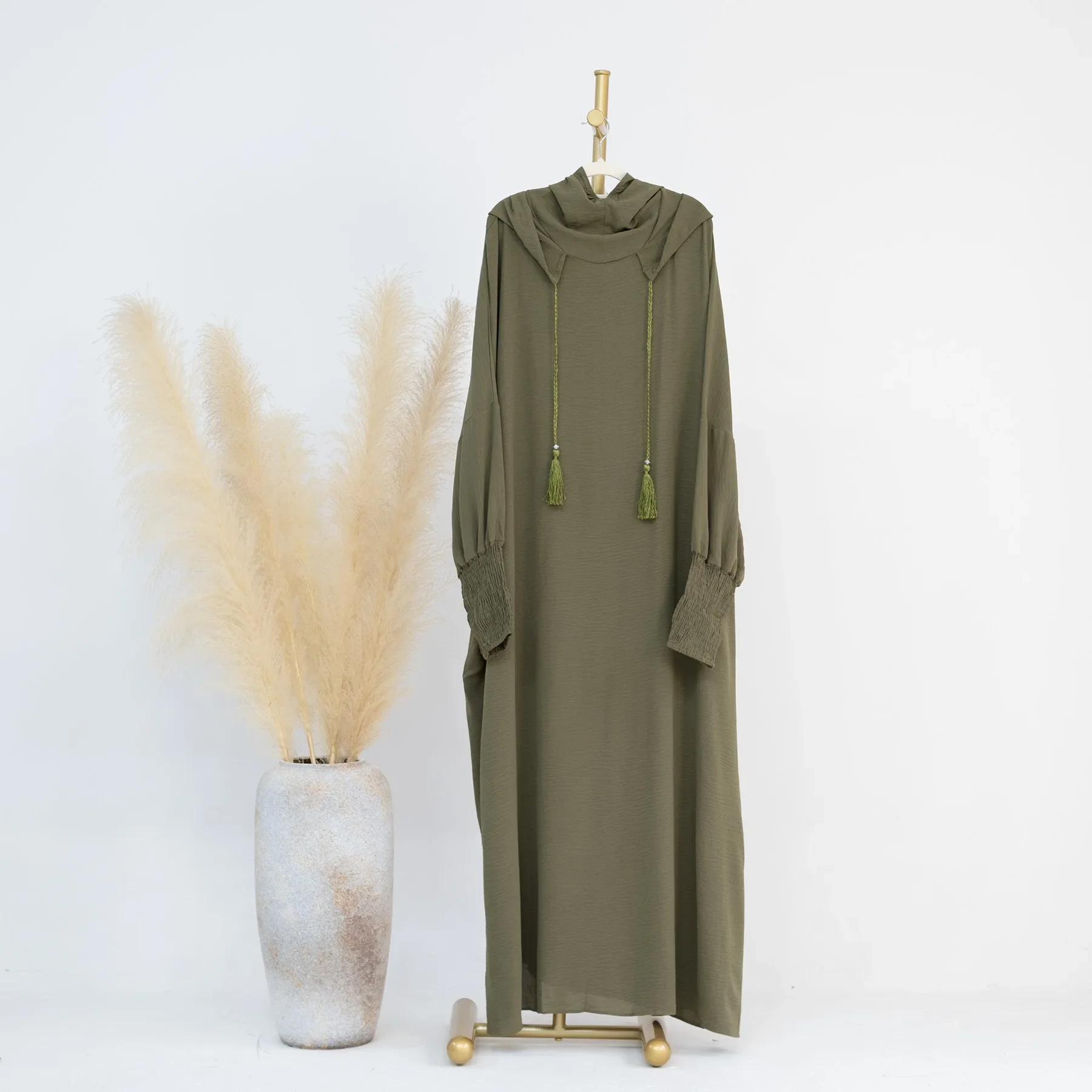Clothes for Muslim Women 2024 Fashion Summer Autumn Muslim Long Sleeve Solid Color Long Abaya Hijab Dress Kaftan Abaya Dubai 5