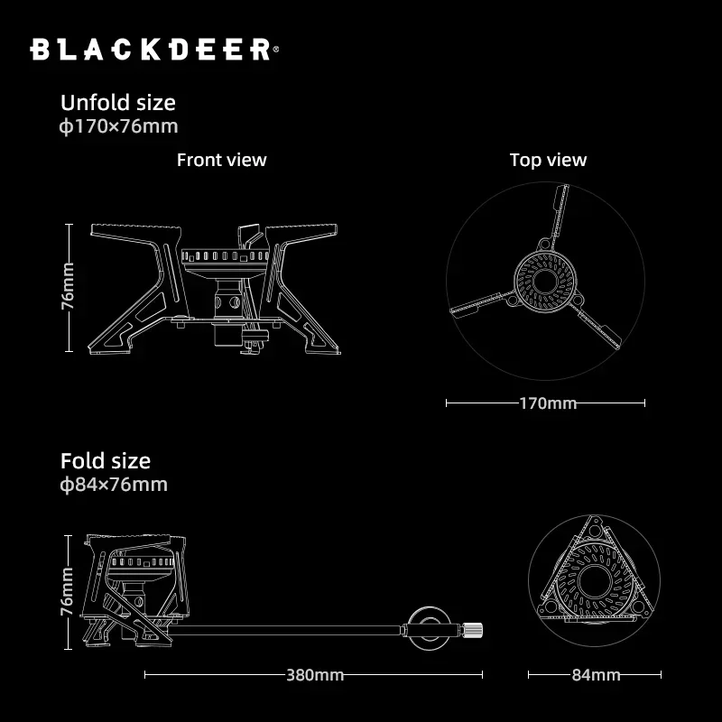 Imagem -04 - Black-deer Queimador de Gás ao ar Livre Windproof Camping Fogão Portátil Dobrável Ultraleve Split Isqueiro Equipamento Turístico para Caminhadas