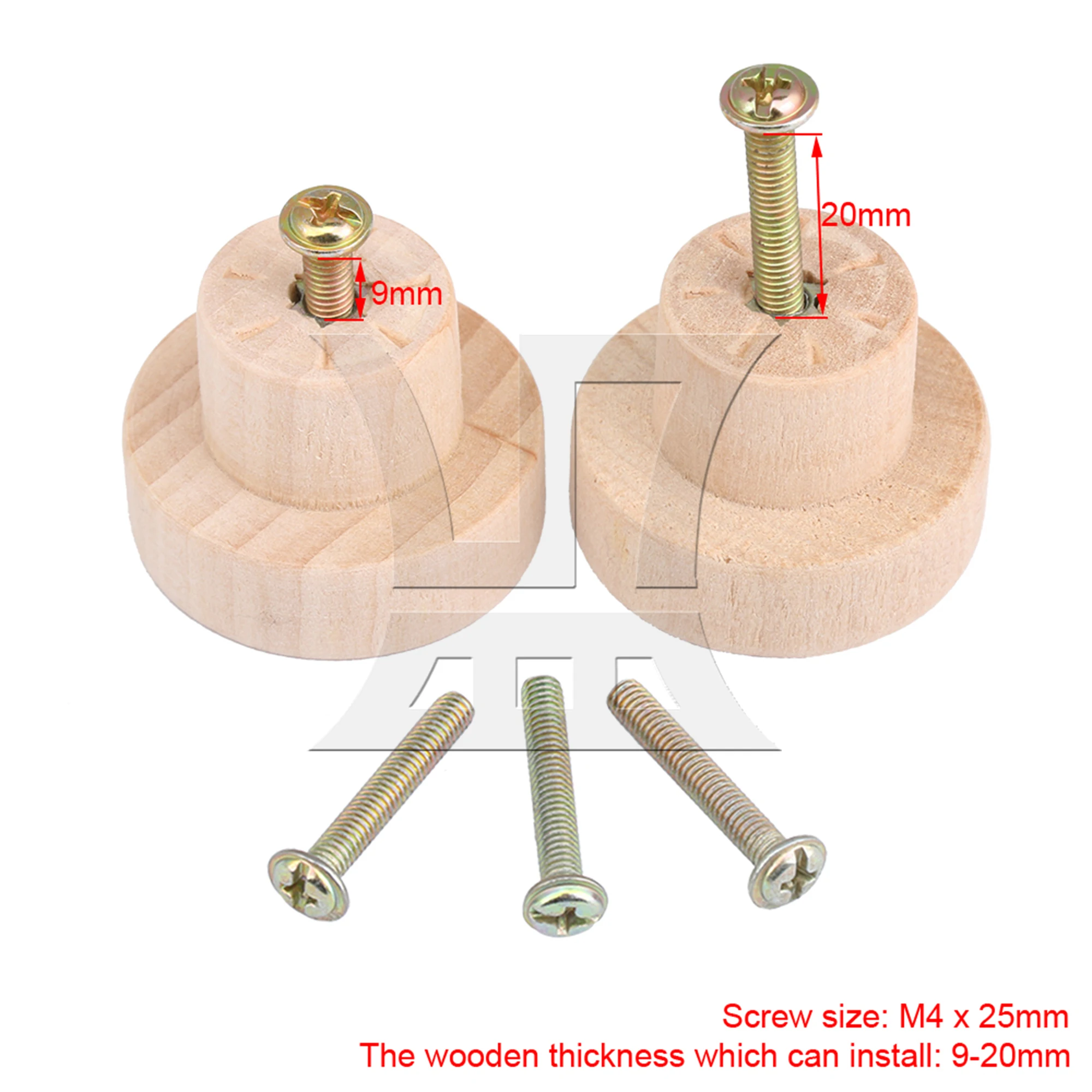 BQLZR 20 قطعة مقابض خشبية مسطحة العلوي مقابض خزانة مستديرة 35x25 مللي متر مقبض درج مقبض باب خزانة الملابس #2