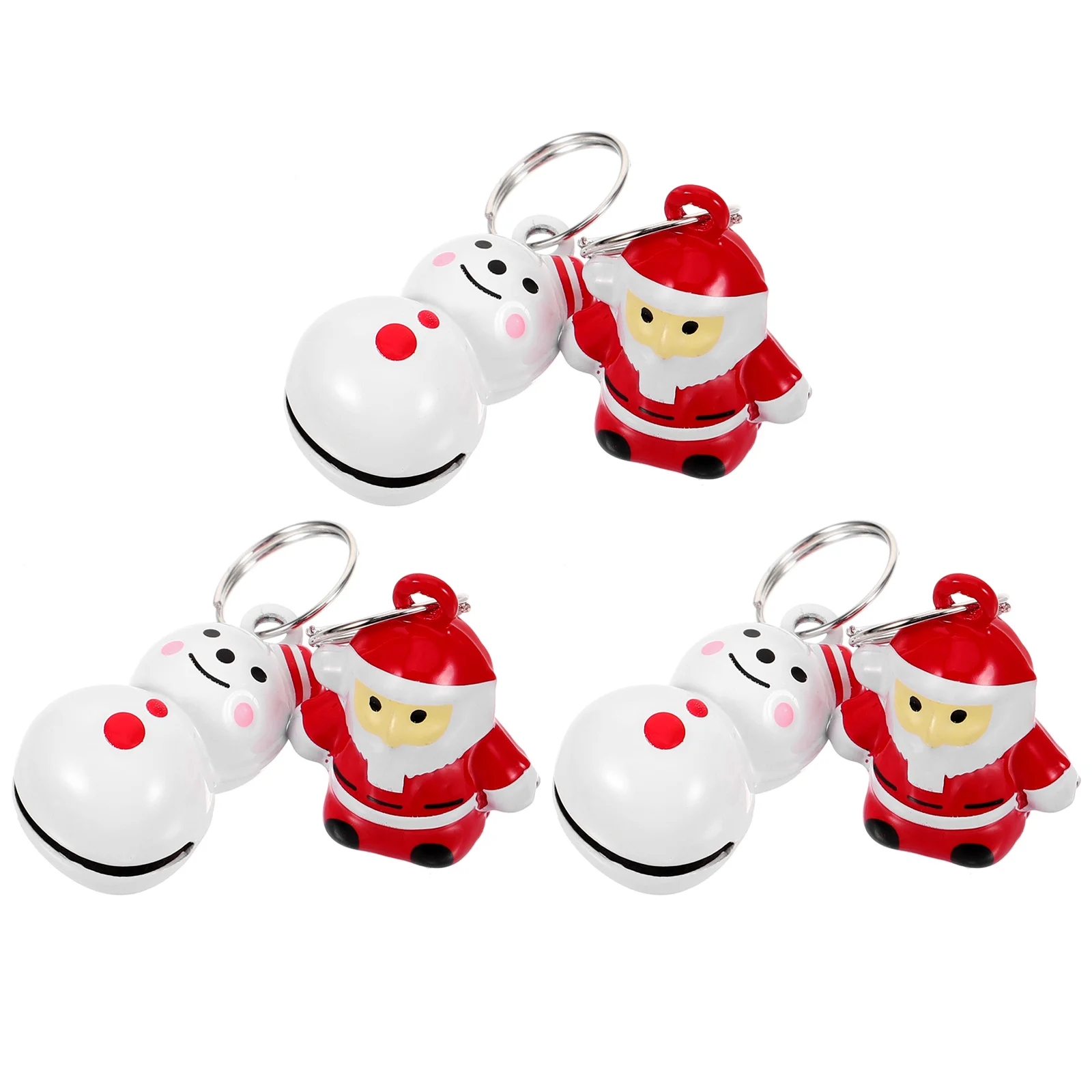 

6pcs Pet Collar Bells Christmas Santa Red Snowman Cap for Dog Cat Accessories Mini Decorative Copper Metal Bells Keychains