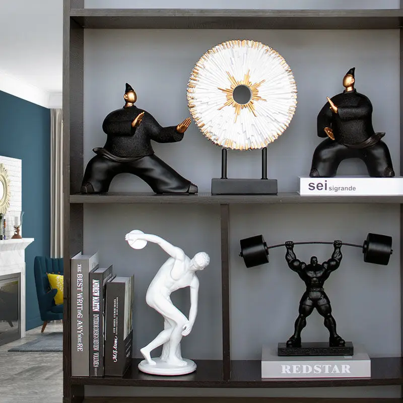 

Black White Yoga Fitness Sports Figures Resin Ornaments Home Livingroom Sculpture Crafts Study Porch Cabinet Desktop Decoration