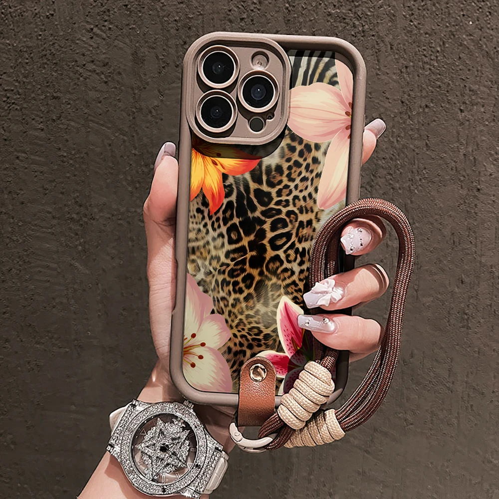 Leopardenmuster-Handyhülle für Samsung Galaxy S26 S21 S25 S24 S23 S22 Ultra Plus FE Hülle A16 A36 A54 A55 A56 mit Lanyard Funda – Detail 2