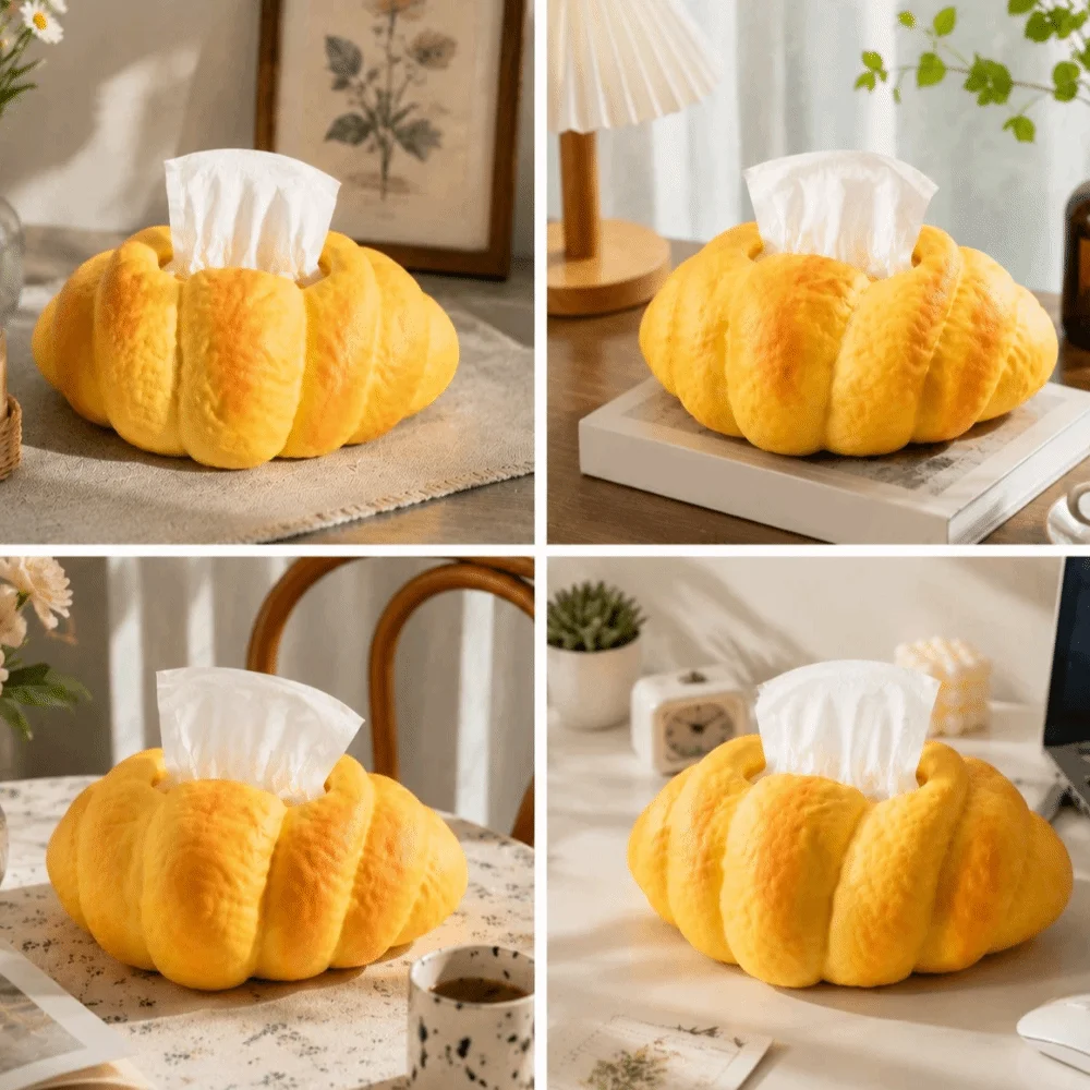 Tabletop Decor Realistic Croissant Tissue Box Food Themed Funny Tissue Box Holder Decorative Bread Shaped Tissue Box Office