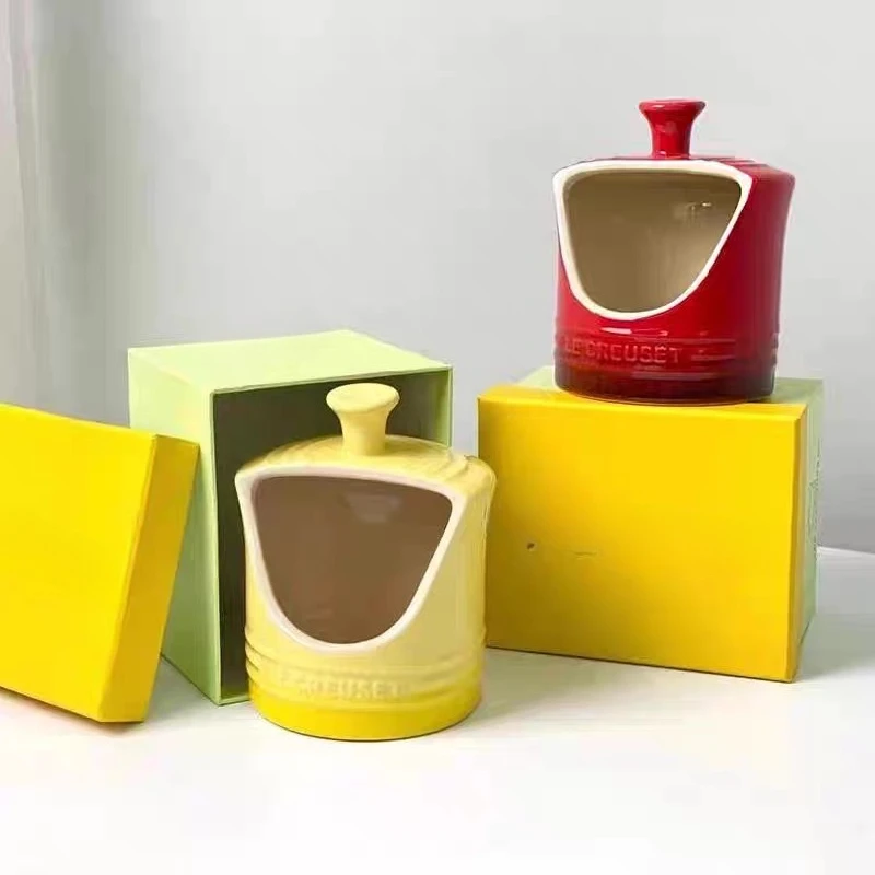 Rice Bowl Semi-open Salt Jar Household Ceramic Seasoning Jar