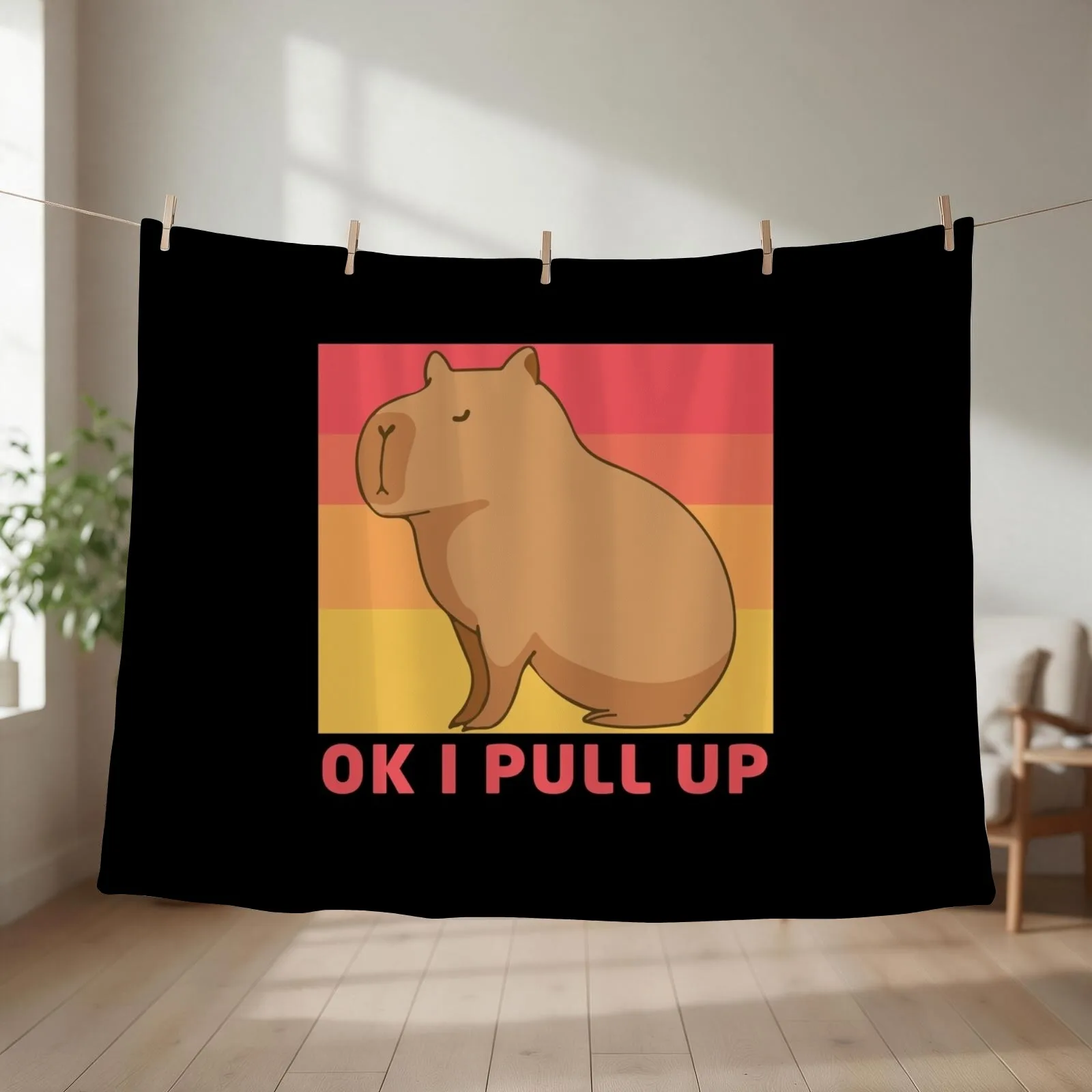 Ok I Pull Up Capybara Throw Blanket couch cozy soft plush fuzzy picnic outdoor blanket