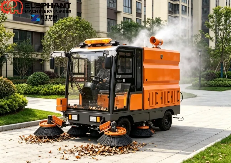 Ride‑on Electric Floor Sweeper Enclosed Driving Cabin For Large Factory And Logistics Park Ground Maintenance