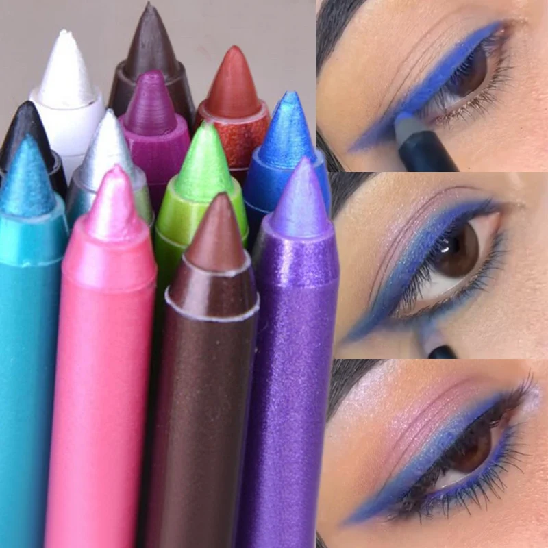방수 지속 글리터 아이 라이너 펜슬 고 안료 블루 그린 브라운 부드러운 쉬머 컬러 풀 한 아이 라이너 아이 섀도우 메이크업 펜