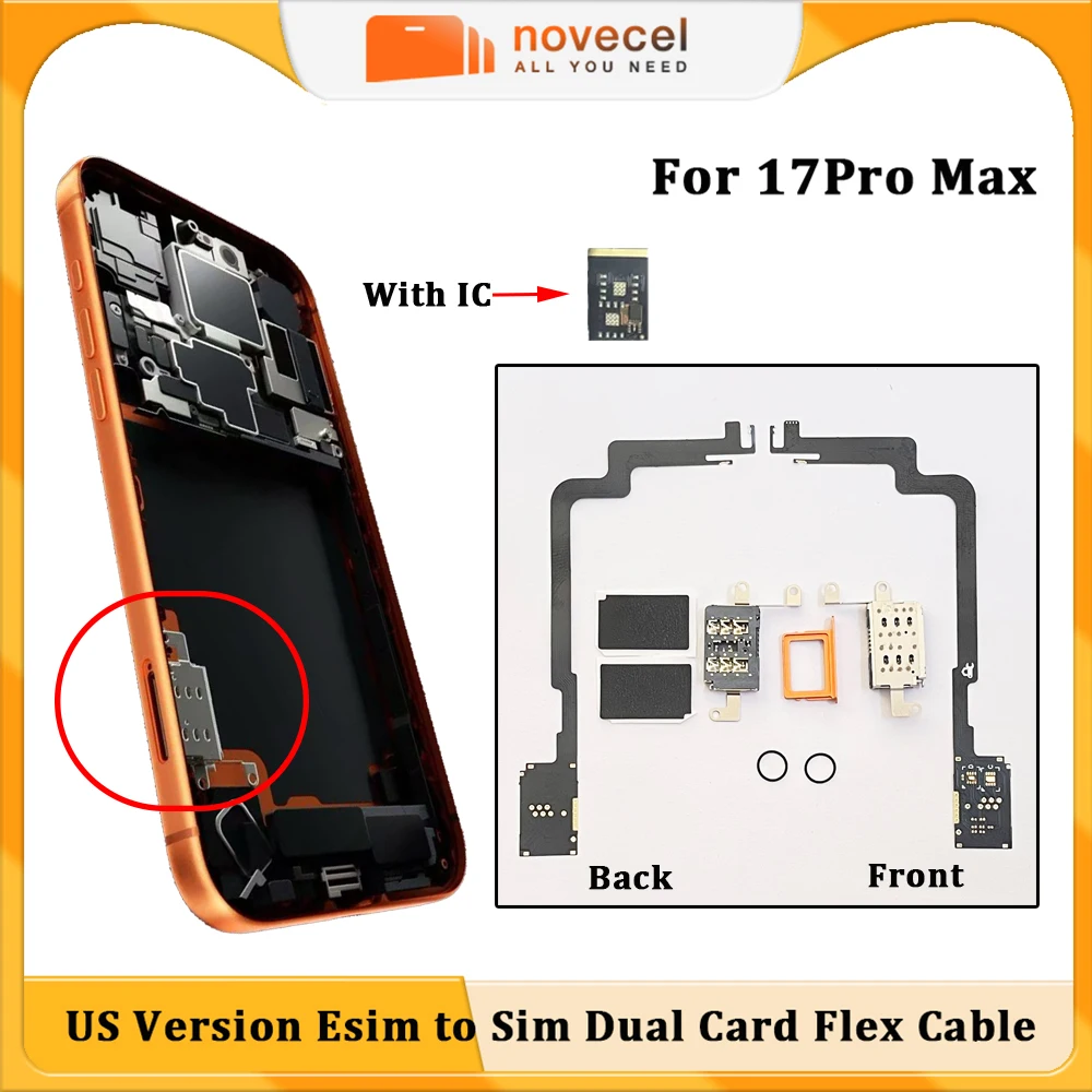 

Для iPhone 17 Pro Max (версия для США) — гибкий кабель для конвертации ESIM в Dual SIM + слот для карты + лоток для SIM-карты + Super Snow IC + наклейка + инструменты для ремонта