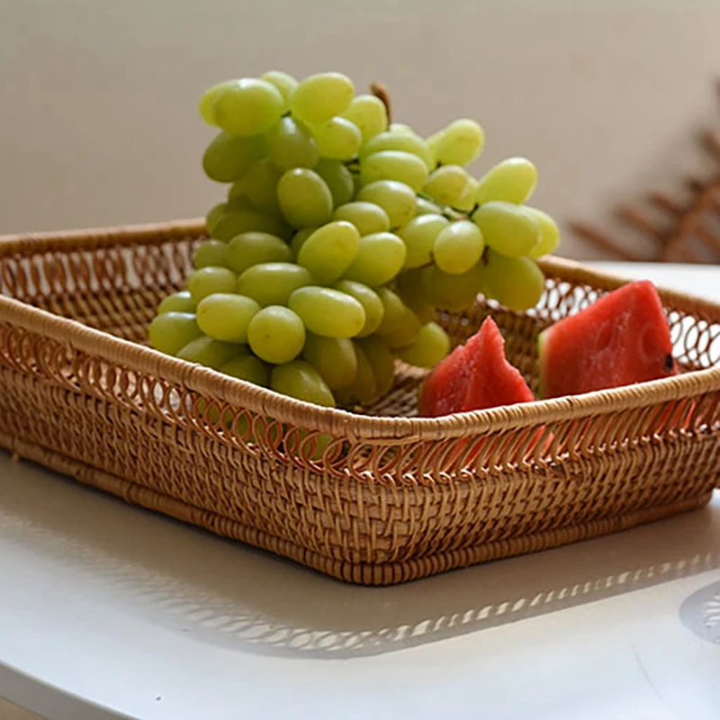 Gewebter Aufbewahrung skorb Rattan Brotkorb Obstkorb Servier körbe für zu Hause Küche Schreibtisch Süßigkeiten Kleinigkeiten Veranstalter