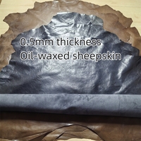 0.5mm Brown.Blue.Oil-Waxed Sheepskin.Top-Grain Leather.  Genuine Leather Fabric.Handmade DIY For Leather Skirts.Whole Sheepskin