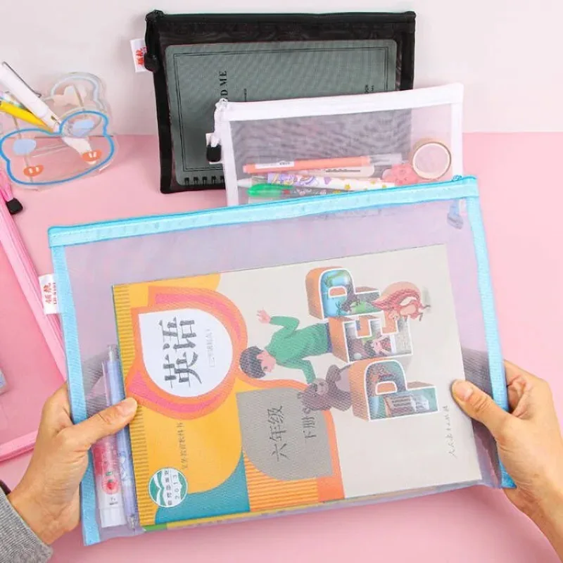 

A4 33.5*24cm Mesh Zipper File Folder Pouch Document Bag School Office Paper Filing Organizer Pouch Stationery Pencils Holder