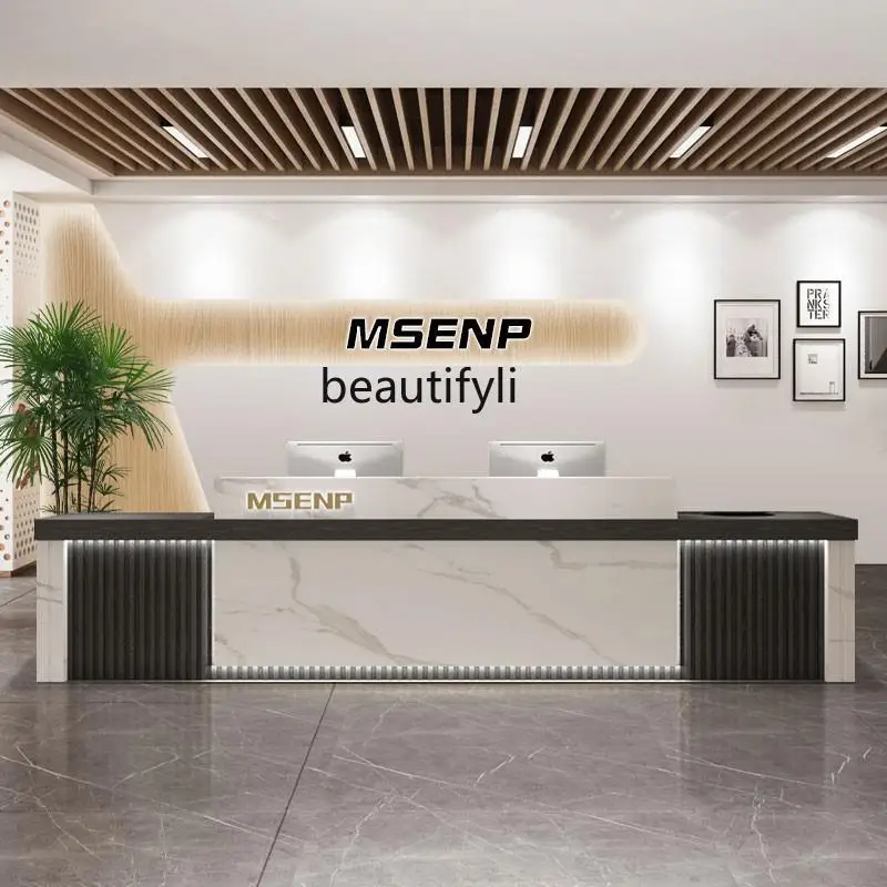 Simple imitation marble health club checkout page hotel lobby restaurant bar modern company front desk