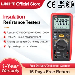 UNI-T UT505B Tester di resistenza di isolamento portatile misuratore di resistenza digitale 1000V 200G multimetro True RMS OHM