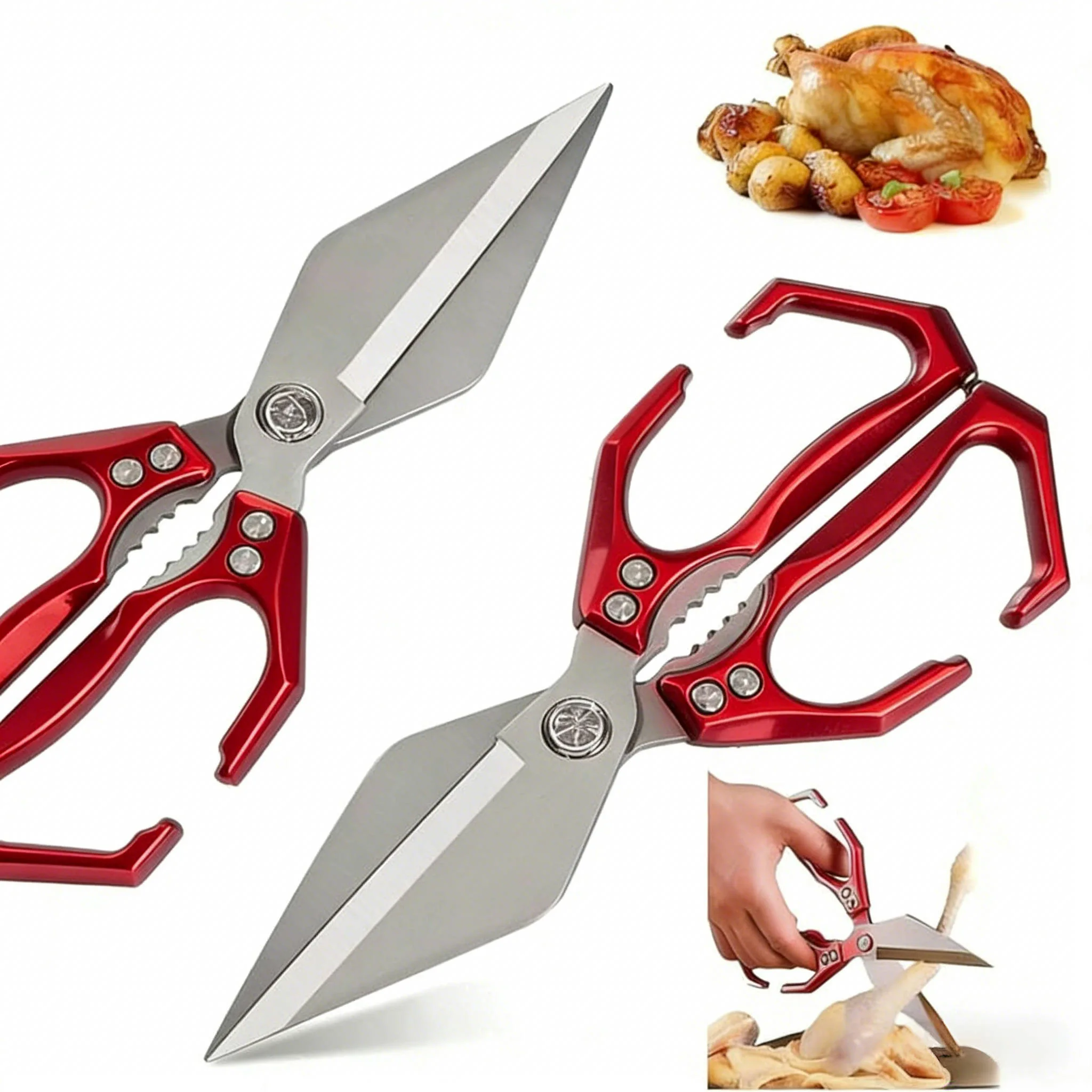 

Multifunctional Heavy-Duty Kitchen Shears, 2025 New Heavy Duty Kitchen Scissors for Food with Ergonomic Handle, High-Carbon Stee