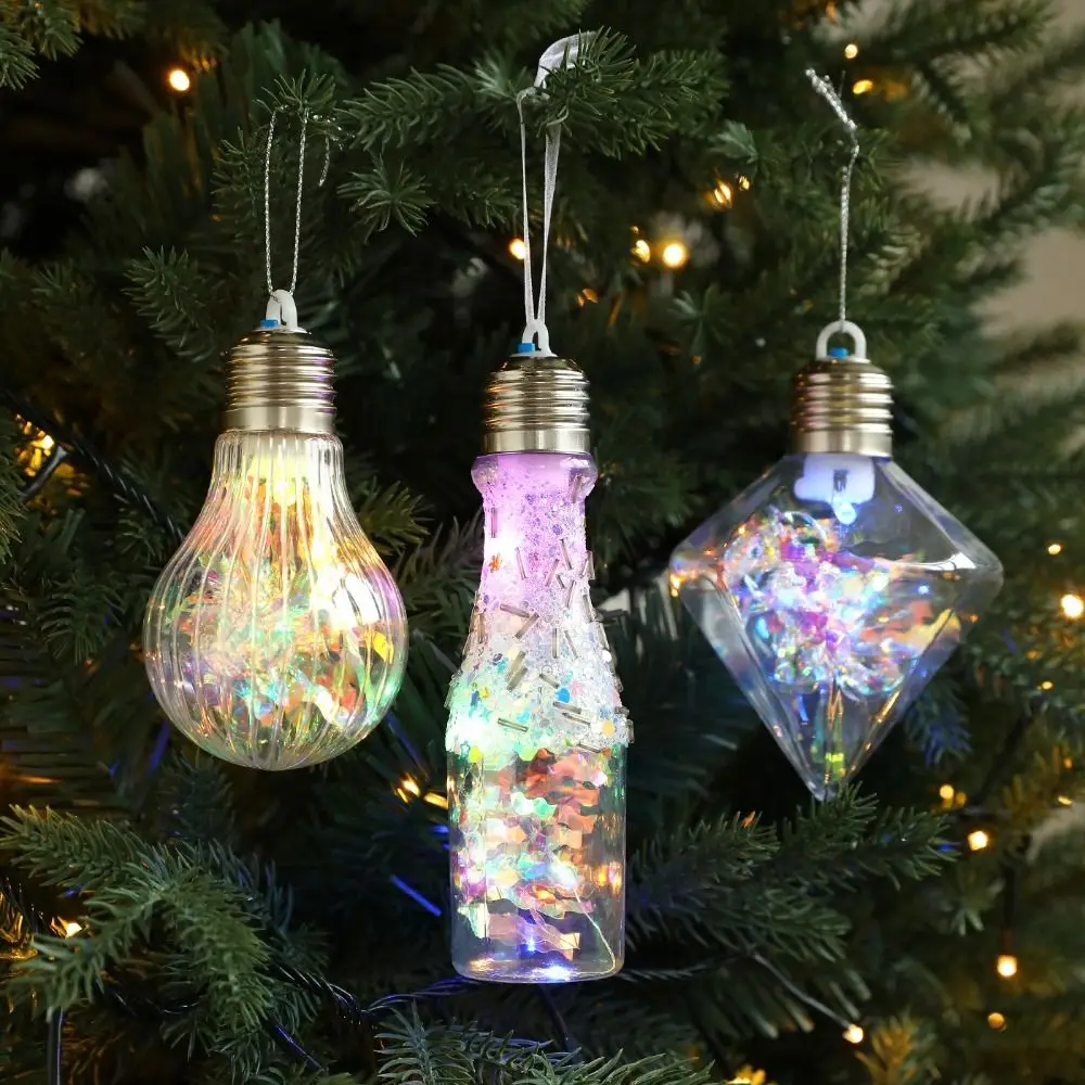 

Luminous Design Christmas Ball Ornament Shatterproof White Foam Transparent Ball Xmas Tree Hanging Bauble Flickering LED