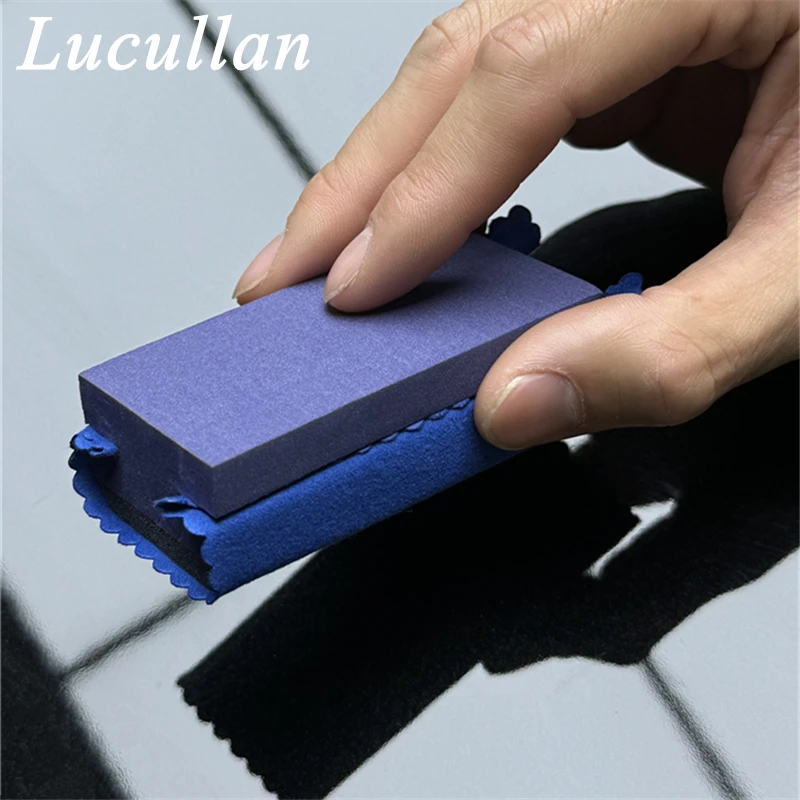 Lucullan Purple Ceramic Coating Applicator z ciemnoniebieskimi zamszowymi ubraniami Idealny zestaw do powlekania ceramicznego samochodu