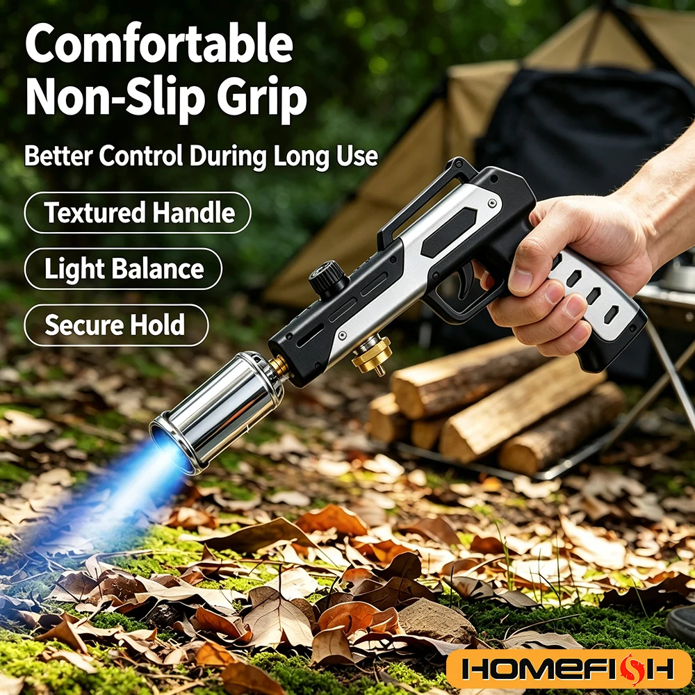 Adjustable Flame Butane Torch  High Heat Handheld for BBQ Camping Cooking Soldering  Welding