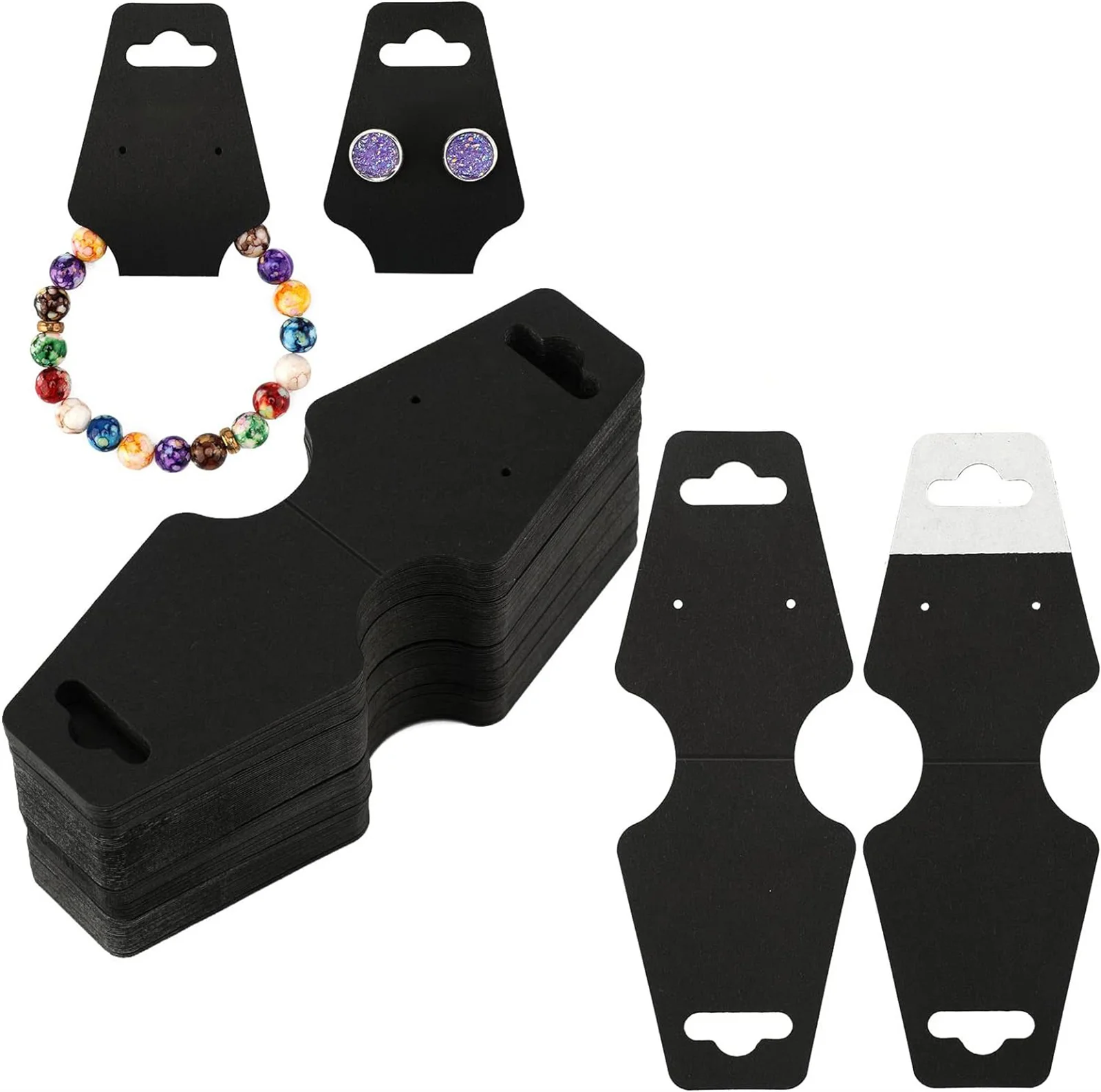 100 قطعة من بطاقة عرض المجوهرات الورقية من ورق الكرافت، مناسبة لبيع أسعار المجوهرات، عرض المجوهرات DIY، عرض السوار، القلادة