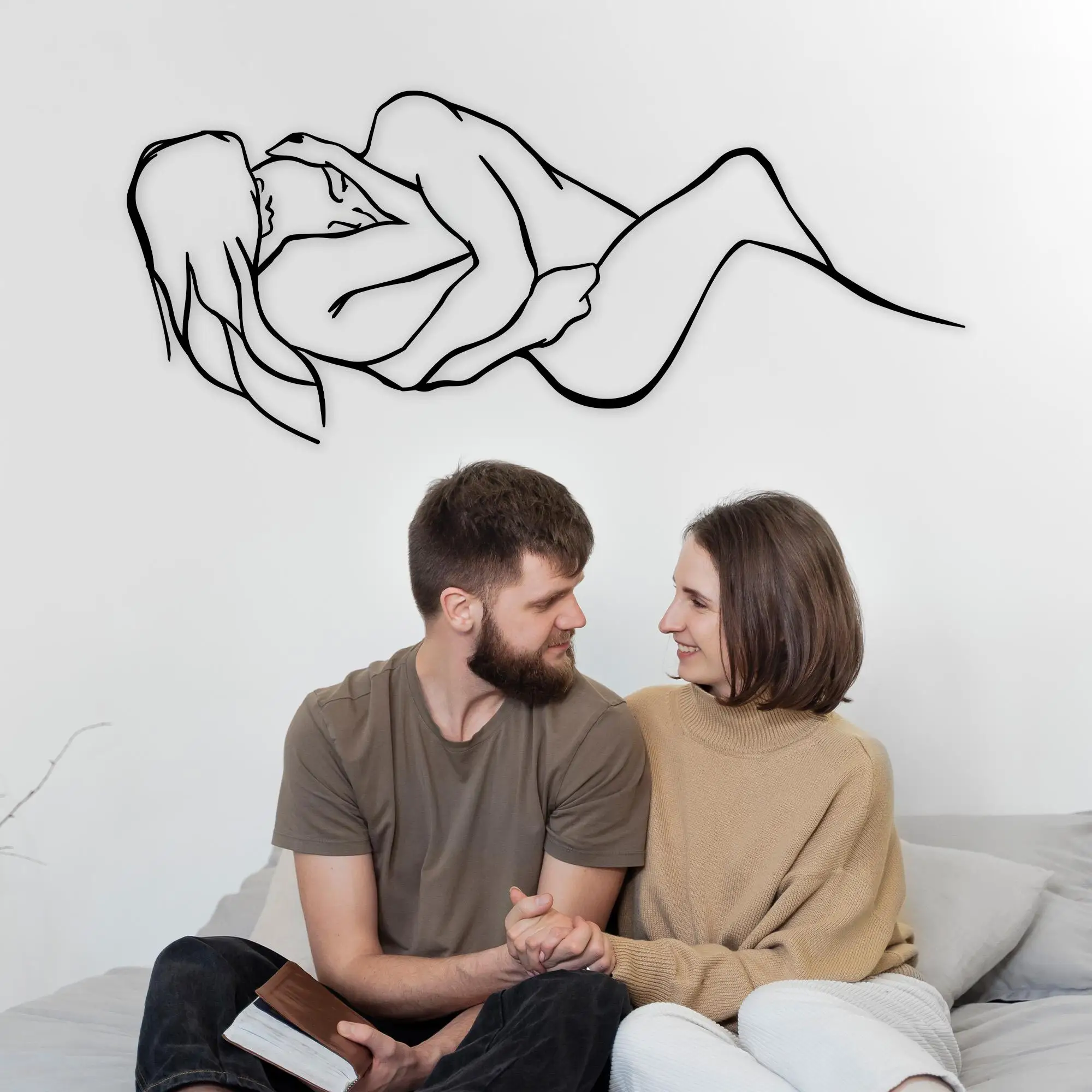 

Naked Couple Metal Wall Art, Couples Love Wall Decor, Valentines Day Gift, Minimal Home Decor, Intimacy Bedroom Art