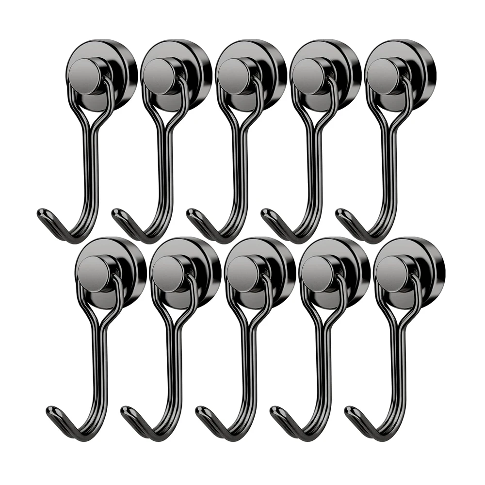 New Magnetic Hooks Heavy Duty Magnetic Swivel Hooks Cruise Black Strong Neodymium Magnet Hook for  Refrigerator, Grill, Locker