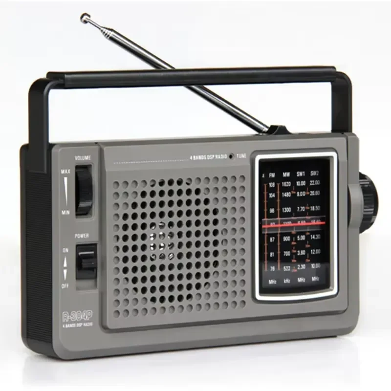 2026 Portable High Sensitivity FM / MW / SW Radio Big Horn DSP and Pointer Radios AC/DC Stereo Speaker Headphone Jack Multi