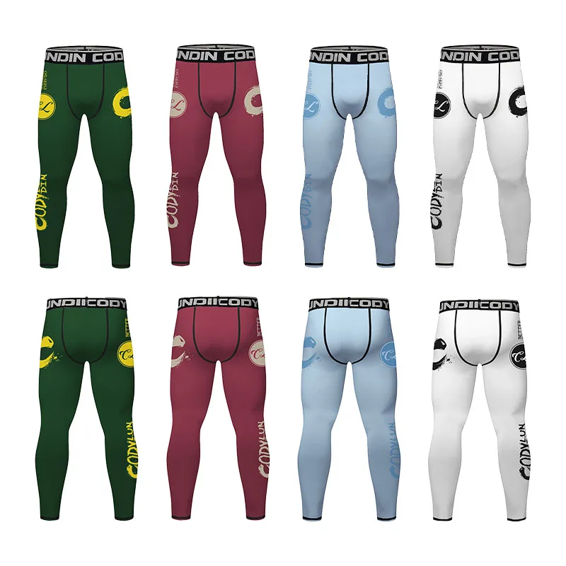 Graphic Print Compression Leggings Men Codylundin Elastic Waist Quick Dry Breathable No Gi BJJ MMA Training Anti Slip Trousers - view 6