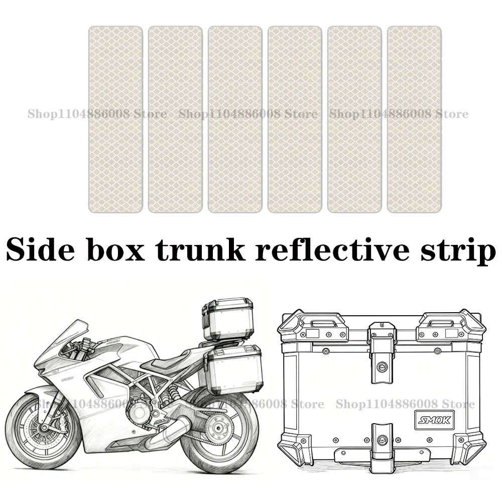 

Side Top Luggage Box Case Motorcycle Reflective Sticker Strips Rear Trunk Anti-collision Decorative Night Safety Warning Strip