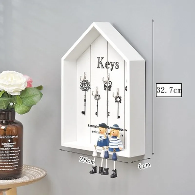 Home wall decoration handmade key wooden hook storage box multipurpose keys hanging for clothes stand WF1029