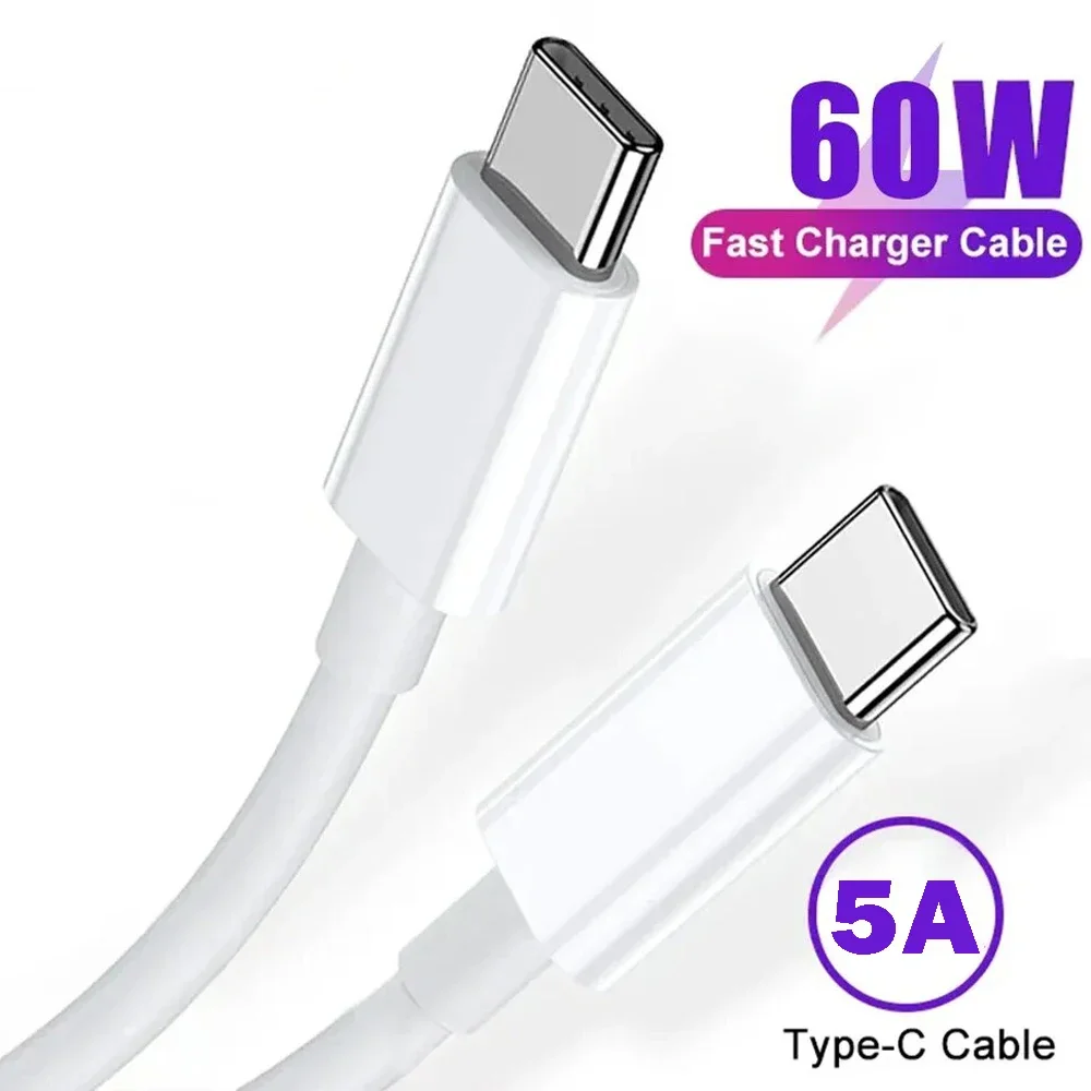 

60W Type-C To Type C Cable USBC PD Fast Charging Charger Cord USB-C 5A TypeC Cable 1M For Macbook Samsung Xiaomi POCO