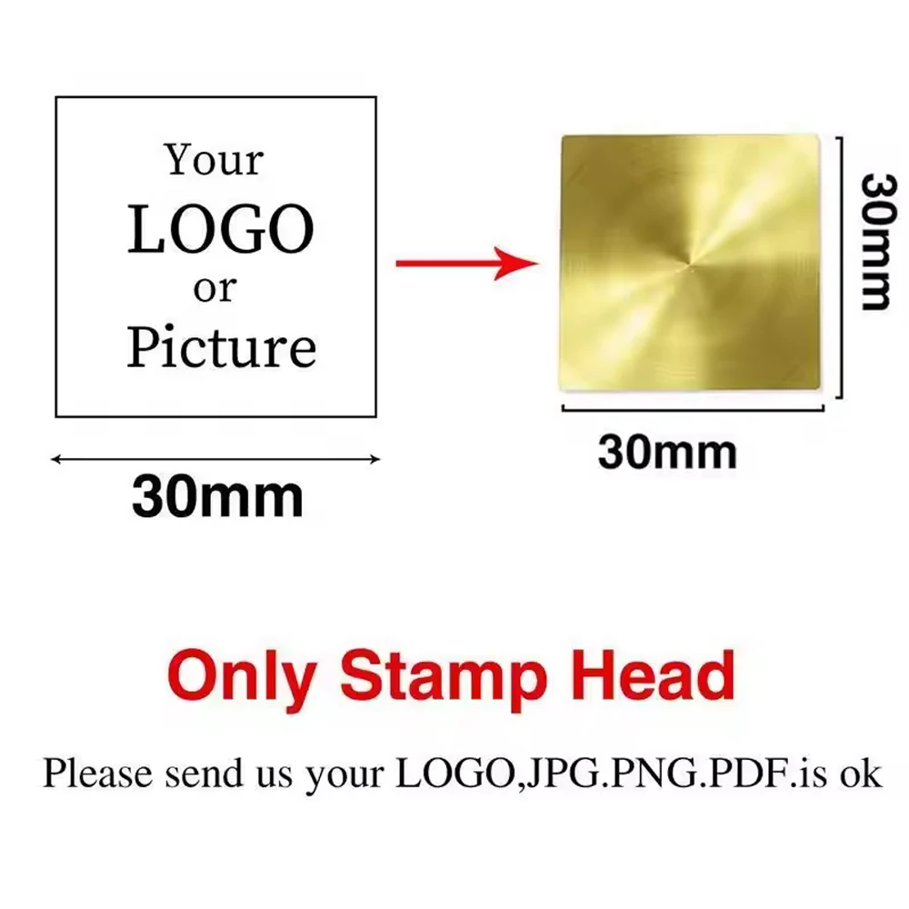Aangepaste messing waszegelstempel gepersonaliseerd LOGO 25/30/40/50mm ronde/vierkante waszegelkop voor huwelijksuitnodiging decoratie zegel