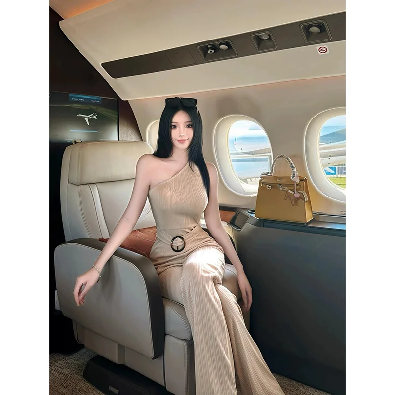 

Faionable Slim Fit Svel oulder Bared Overall Pants for Women High Waist Wide Leg Commute Sle Long Pants Summer 2025