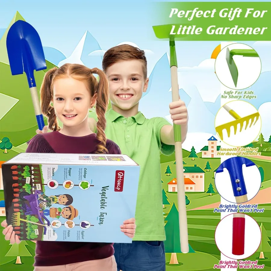 Gardening Tools Outdoor Toys Set Backyard Play with Wheelbarrow Educational STEM Learning Pretend Toys Outdoor Indoor for Toddl